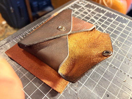Vintage Leather Card Wallet with snap closure