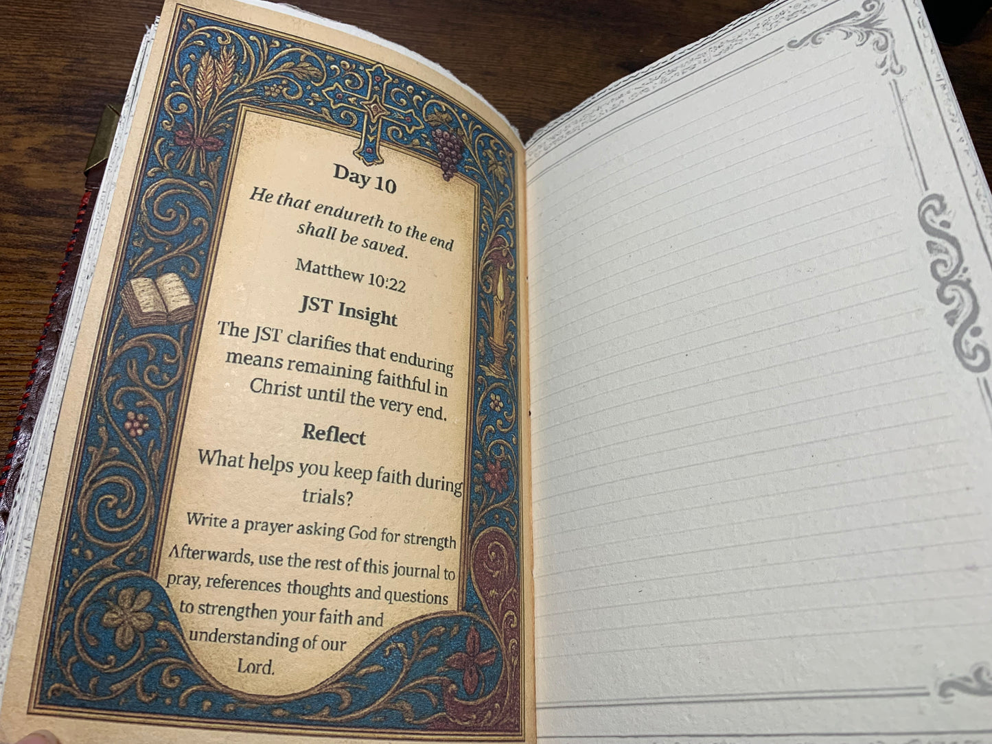 Hand Made 10-Day Guided Scripture Journal: Reflections with King James Verses & Joseph Smith Insights, contains 98 pages - available for shipping