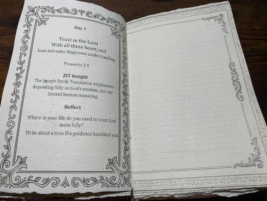 Hand Made 10-Day Guided Scripture Journal: Reflections with King James Verses & Joseph Smith Insights, contains 98 pages - available for shipping