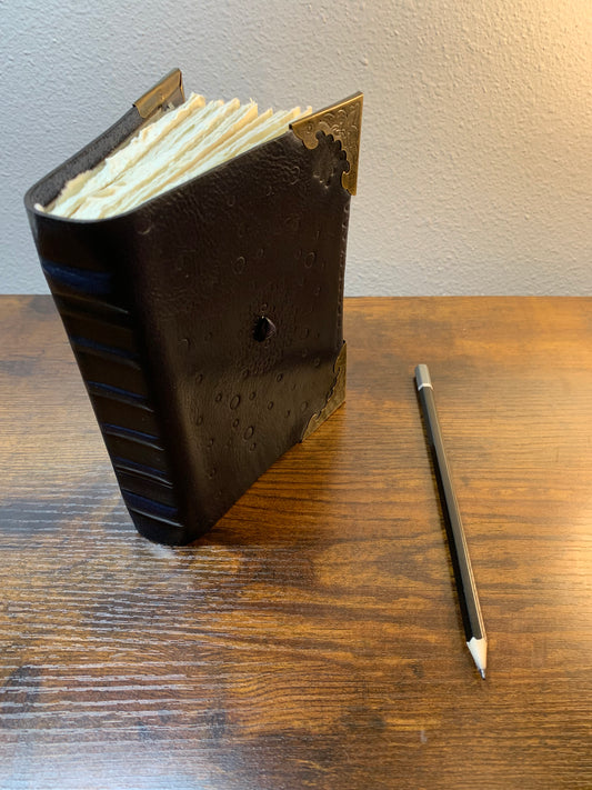 Galaxy themed Vintage style leather journal 160 pages - Now on display at the Ferry County Food Co-op in Republic, WA!