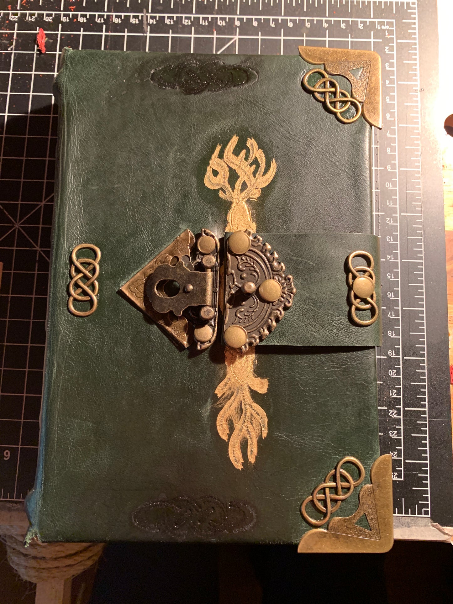 Celtic Grimoire/Prayer Journal with praying hands symbol 384 pgs soft eggshell white paper.