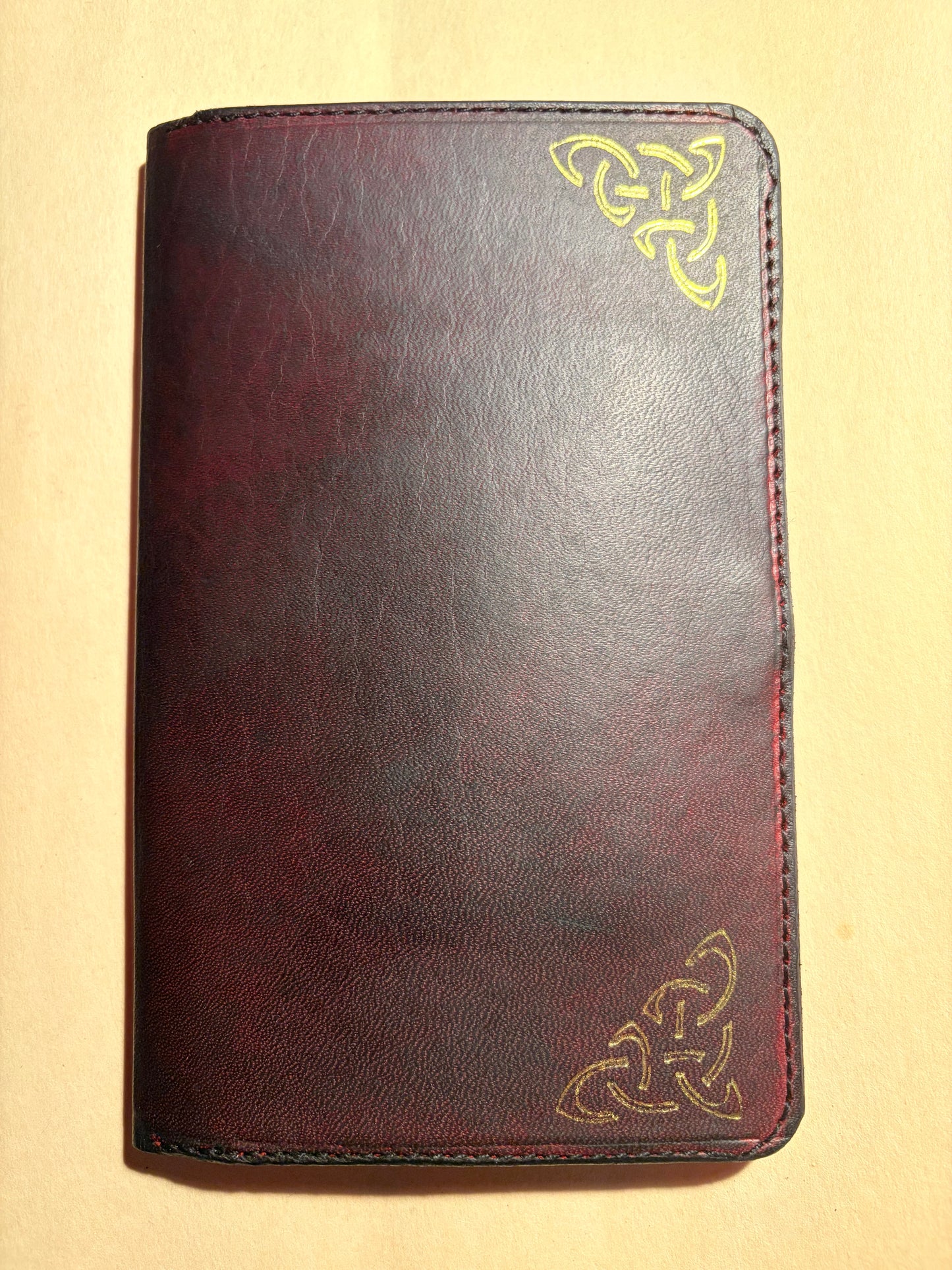 Vintage red leather long wallet