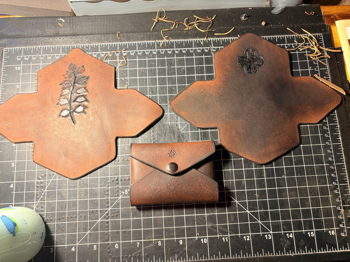 Vintage Leather Card Wallet with snap closure