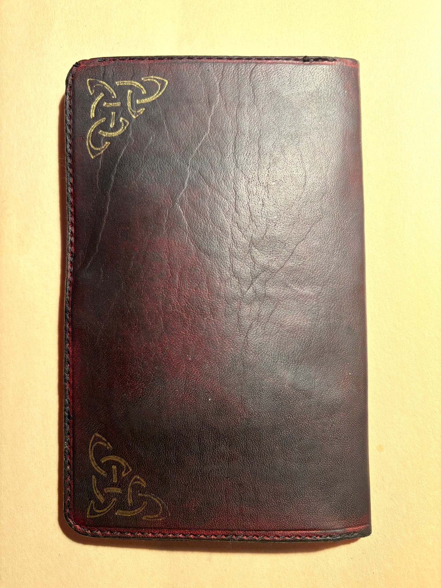 Vintage red leather long wallet