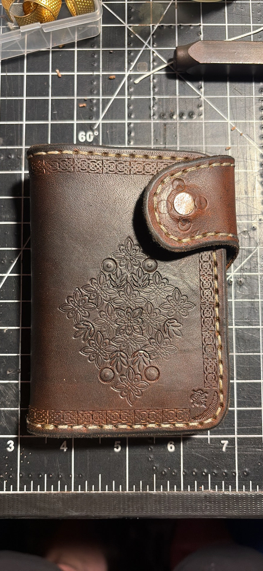 Hand made Vintage snap closure bi-fold Wallet