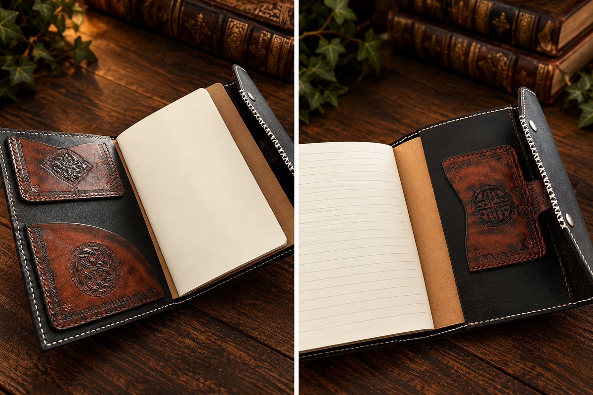 Notebook/Sketchbook cover - handmade with Celtic knot designs hand embossed
