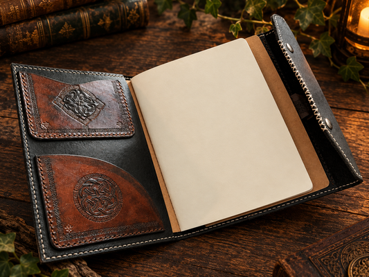 Notebook/Sketchbook cover - handmade with Celtic knot designs hand embossed