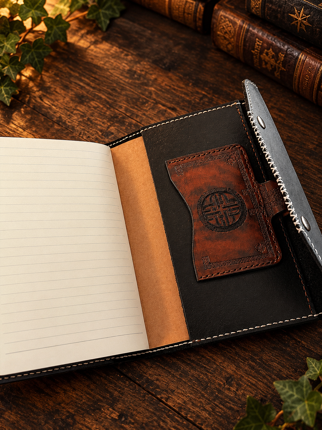 Notebook/Sketchbook cover - handmade with Celtic knot designs hand embossed